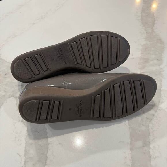 Cole Haan Grand Shoes Womens Size 9 Gray Patent Leather Waterproof Wedge Booties - Picture 7 of 8